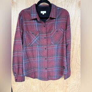 Roark Alpine Flannel Shirt Womens Large Red And Blue  Snap Button Pockets